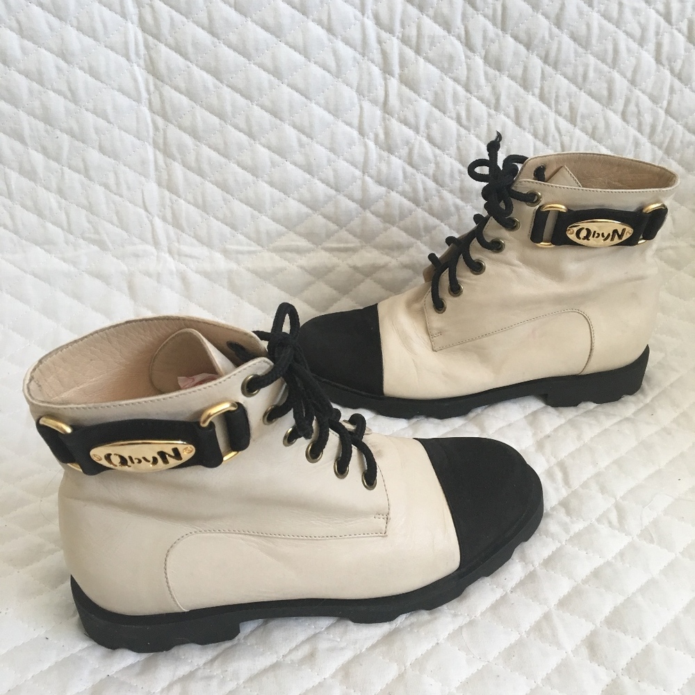 Nouchka Lambskin Lace-Up Booties